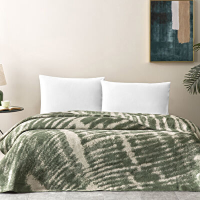 Taç Vivien Pamuk Çift Kişilik Battaniye Haki