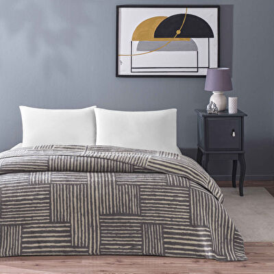 Taç Gable Pamuk Tek Kişilik Battaniye Gri