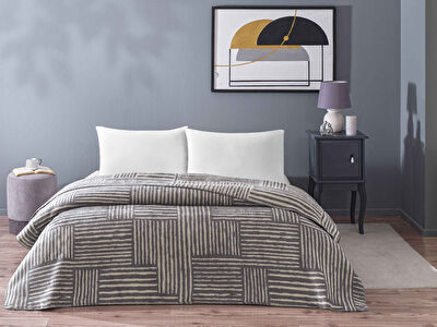 Taç Gable Pamuk Tek Kişilik Battaniye Gri