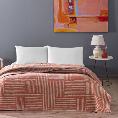 Taç Gable Pamuk Çift Kişilik Battaniye Kiremit