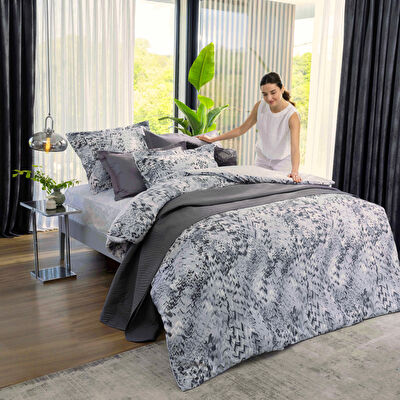 Taç Harlow Çift Kişilik Yatak Örtüsü Takımı Antrasit