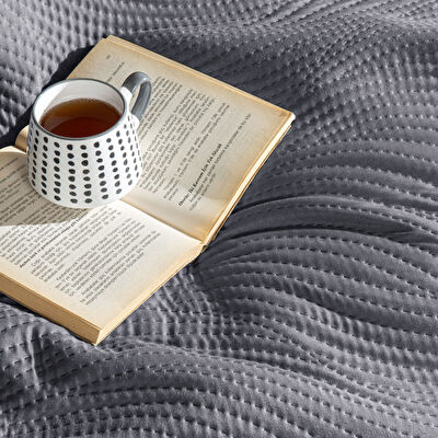 Taç Harlow Çift Kişilik Yatak Örtüsü Takımı Antrasit