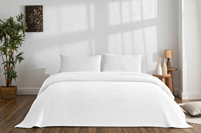 Taç Monet Pamuk Tek Kişilik Pike Beyaz