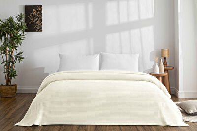 Taç Monet Pamuk Çift Kişilik Pike Kremrengi