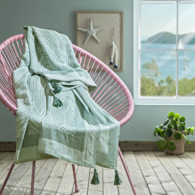 Taç Butik Göcek Throw Turkuaz