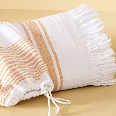 Taç Butik Pamuk Bodrum Keseli Peştamal Turuncu