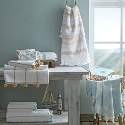 Taç Butik Pamuk Göcek Keseli Peştamal Yeşil