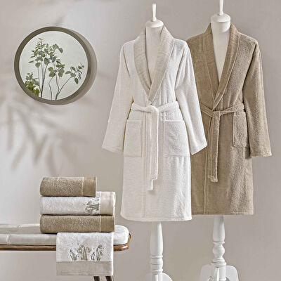 Taç Lilya Pure Cotton Pamuk Aile Seti Ekru Camel