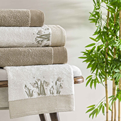 Taç Lilya Pure Cotton Pamuk Aile Seti Ekru Camel