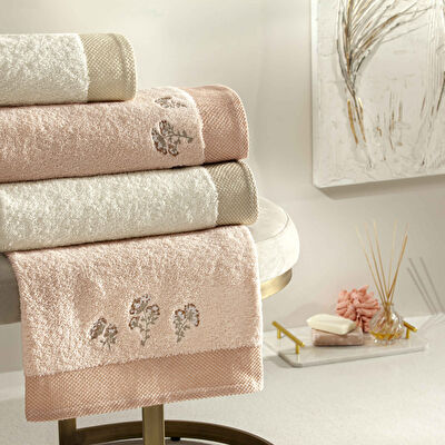 Taç Mira Pure Cotton Pamuk Aile Seti Somon Ekru