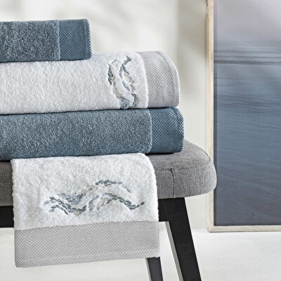 Taç Vera Pure Cotton Pamuk Aile Seti Beyaz Mavi