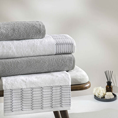 Taç Linka Bamboo Classic Aile Seti Beyaz Gri