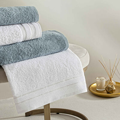 Taç Shine Bamboo Classic Aile Seti Beyaz Mavi