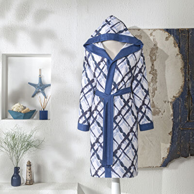 Taç Briza Pamuk Poliester Genç Bornoz Mavi L/XL