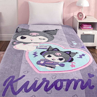 Lisanslı Kuromi Fun Tek Kişilik Battaniye