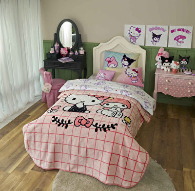 Lisanslı Hello Kitty Friends Tek Kişilik Battaniye