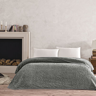 Taç Doressa Çift Kişilik Battaniye Antrasit