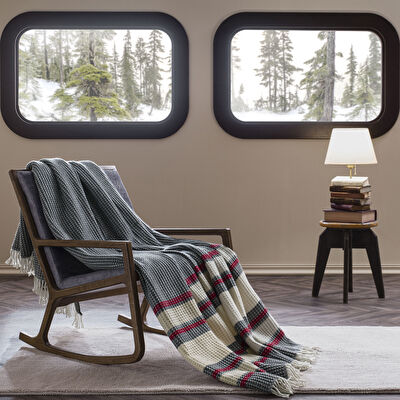 Taç Butik Doğu Ekspresi Pamuklu Çift Kişilik Battaniye Mavi