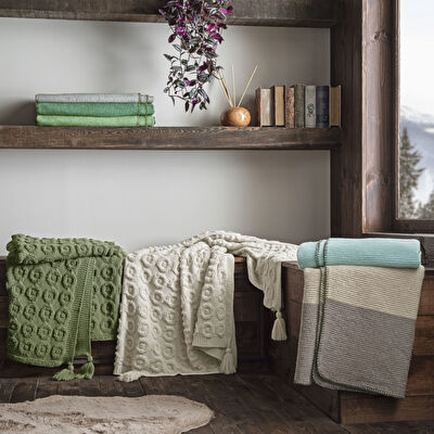 Taç Butik Patagonya Akrilik Throw Kum