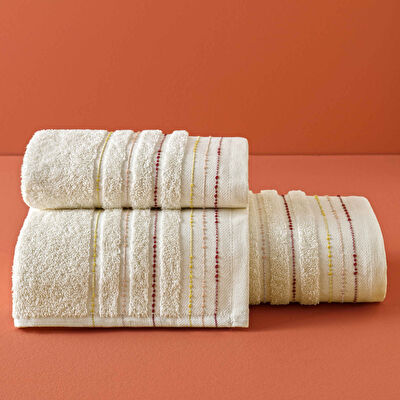 Taç Butik Brüj Pamuk Banyo Havlusu Ekru 70x140