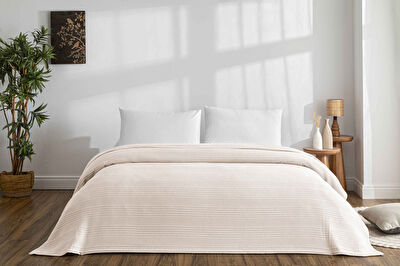 Taç Monet Pamuk Çift Kişilik Pike Pudra