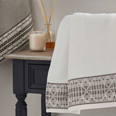 Taç Glossy Pure Cotton Pamuk Hamam Seti Ekru Toprak