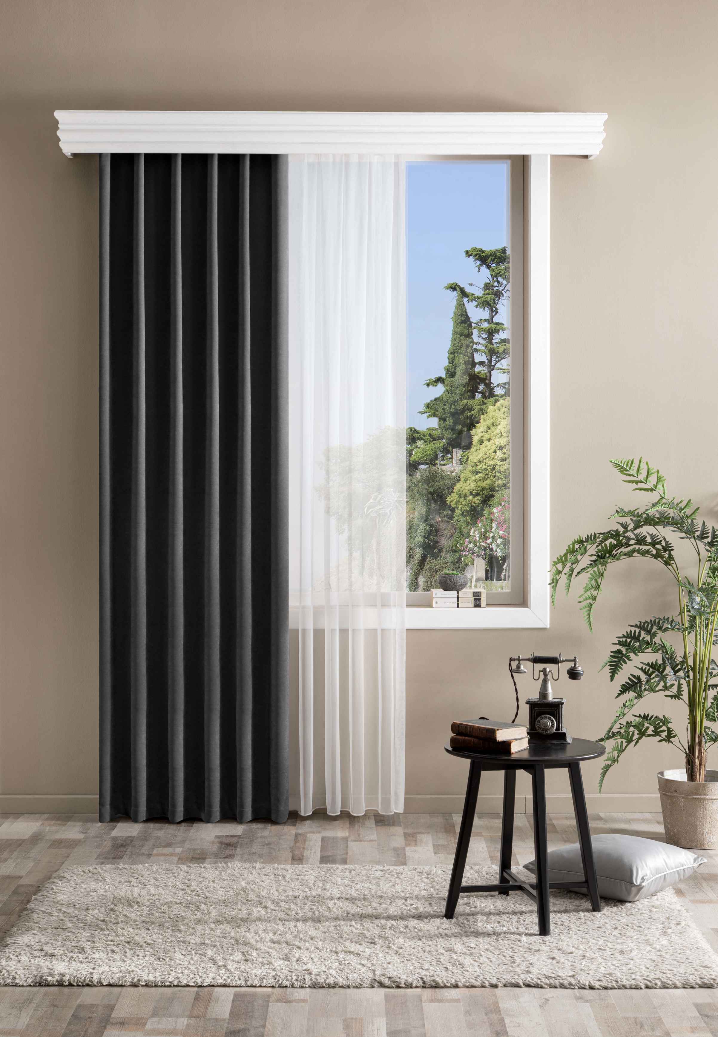 Taç Bright Hazır Fon Perde Antrasit 150x260 cm - 3 Al 2 Öde