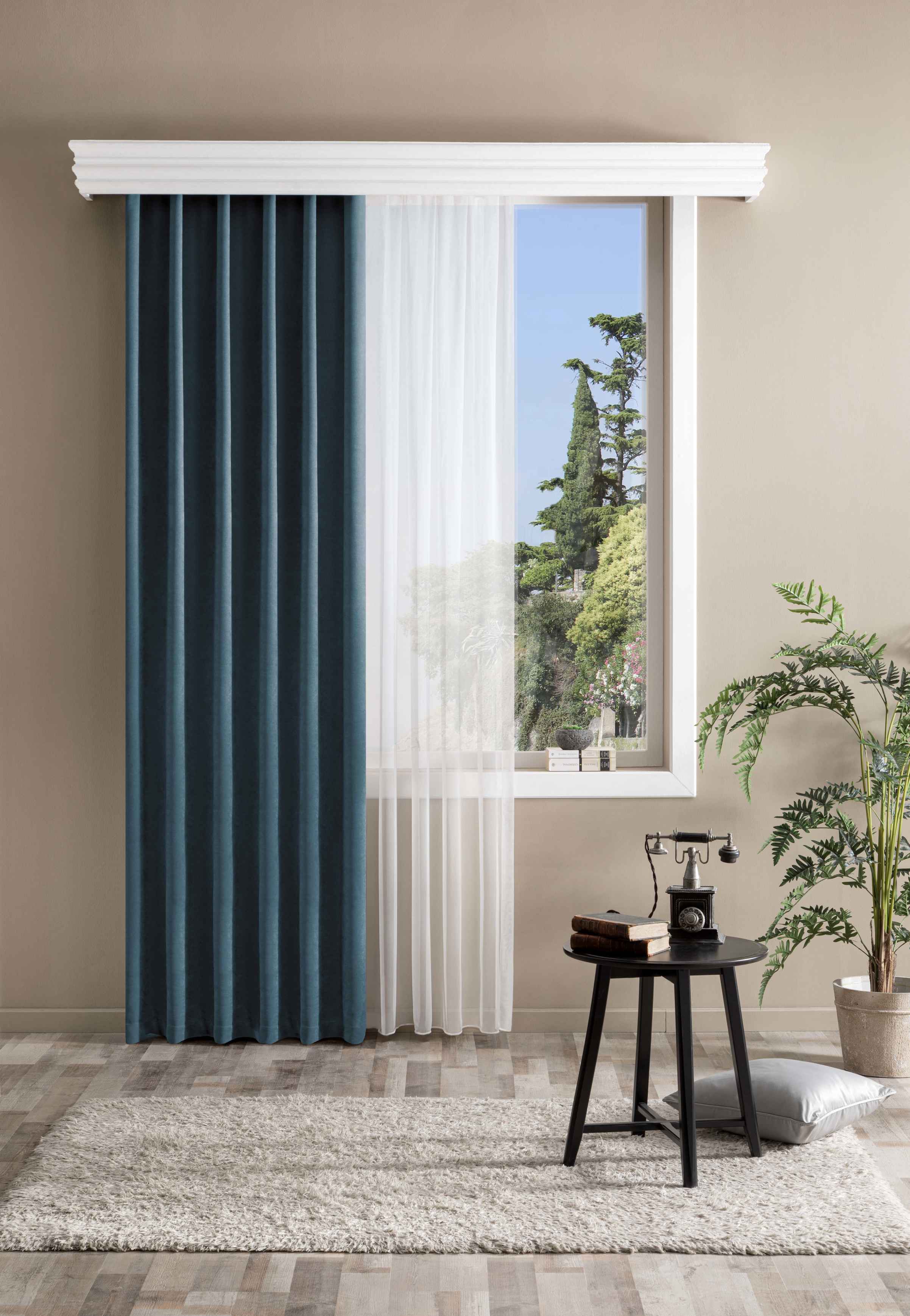 Taç Bright Hazır Fon Perde Petrol 150x260 cm - 3 Al 2 Öde